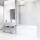 VIGO Zenith Frameless Fixed, Chrome, Tub Screen, 34" W X 62" H, Fluted Glass