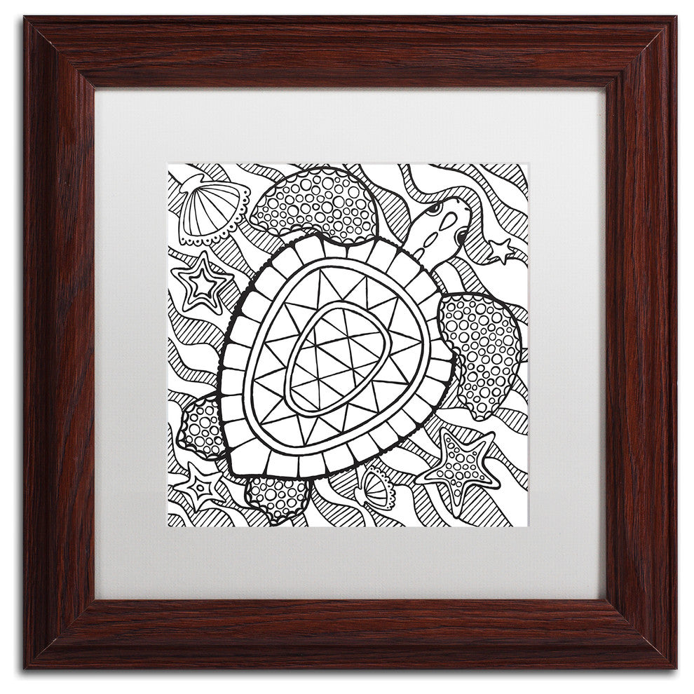 Hello Angel 'Turtle Beach' Art, Wood Frame, White Mat, 11x11