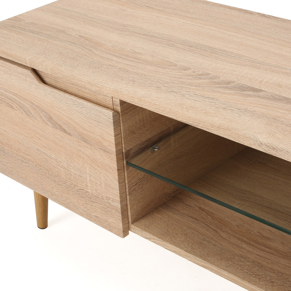 GDF Studio Reginald Mid Century Design Tv Stand, Oak