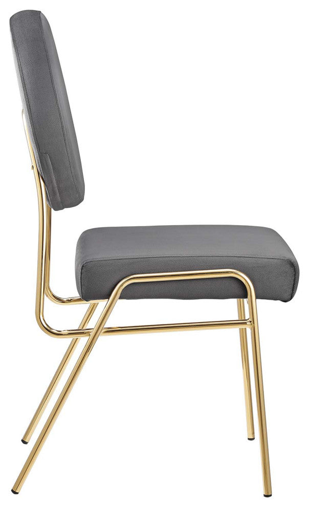 Craft Performance Velvet Dining Side Chair, Gold Gray