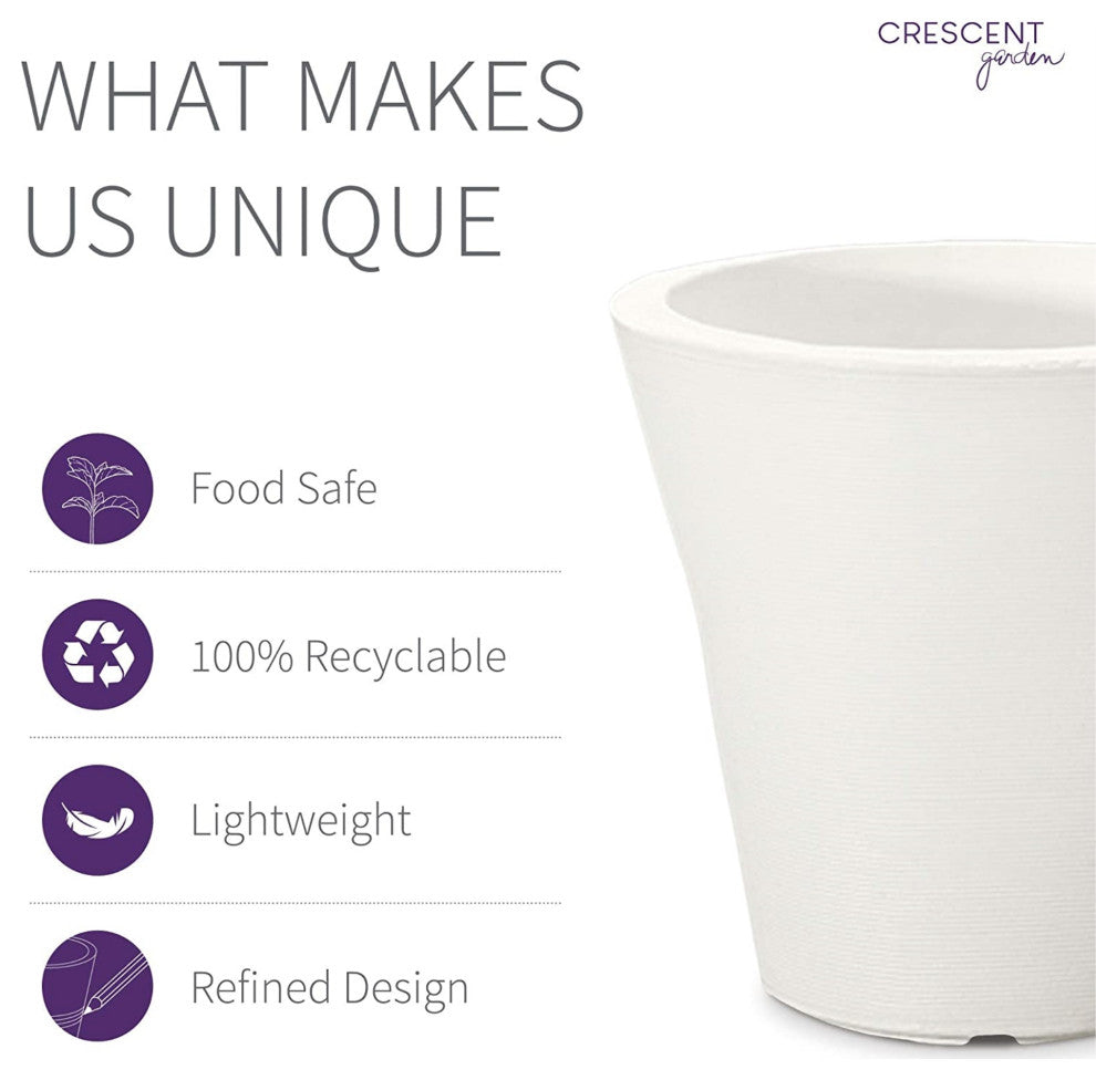 Crescent Garden Madison Planter, Double-Walled Plant Pot, 26" (Alpine White)