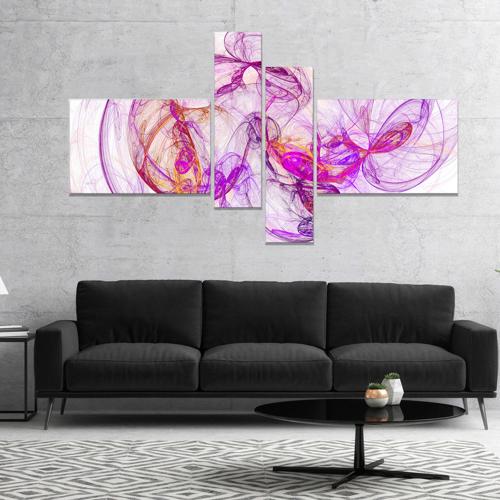 Billowing Smoke Magenta, Abstract Canvas art print, 60"x32", 4 panels