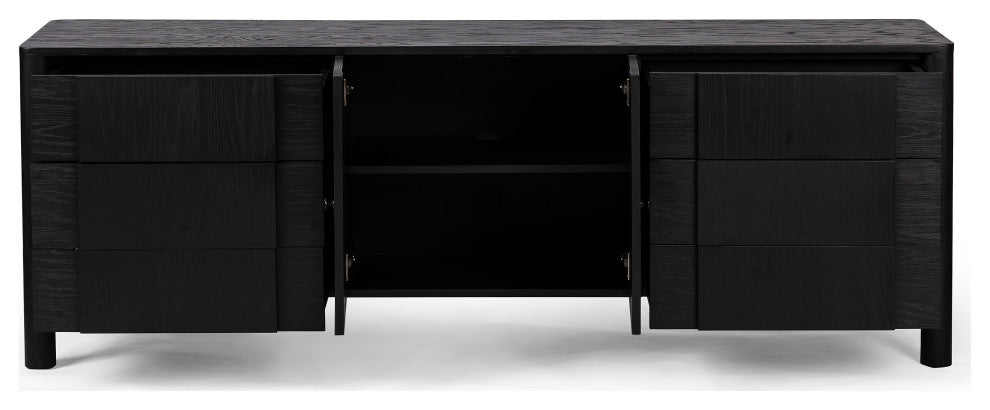Pollard Media Console-Brushed Ebony Oak