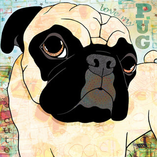 "Pug Mug II" Painting Print on Wrapped Canvas