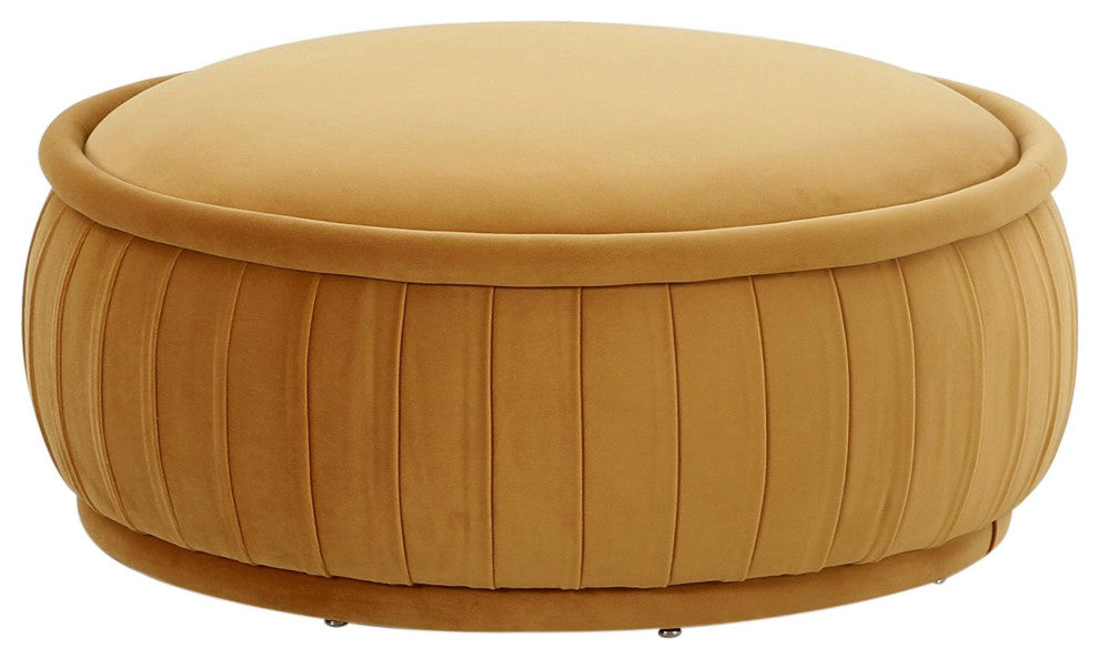 Rylee Sunset Orange Velvet Ottoman