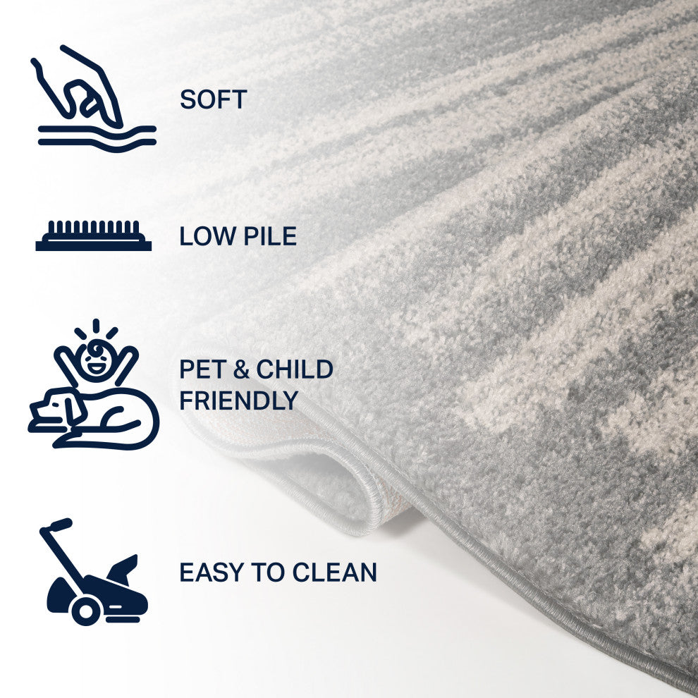 Khalil Modern Berber Stripe Gray/Cream 4 ft. x 6 ft. Area Rug