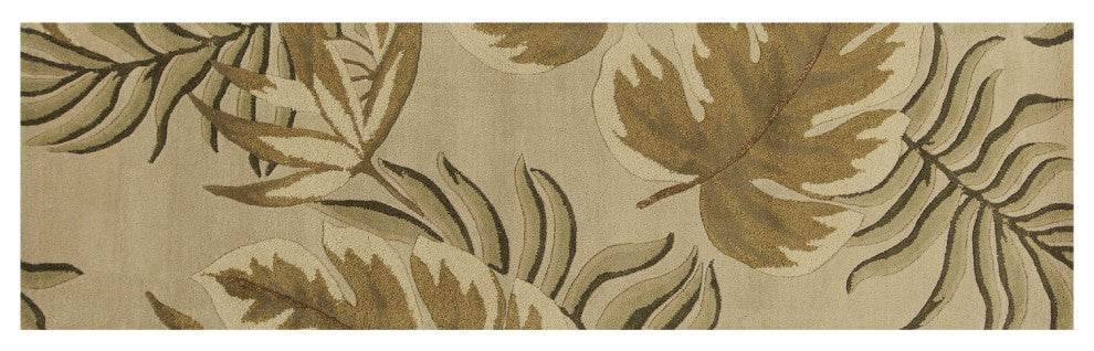 HomeRoots 2' x 8' Sand Leaves Wool Runner Rug