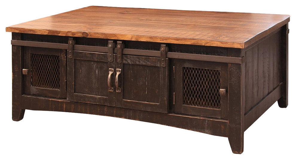 Greenview Black Solid Pine Coffee Table, Mash Doors