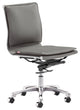 Gray Faux Leather Armless Executive Rolling Office Chair