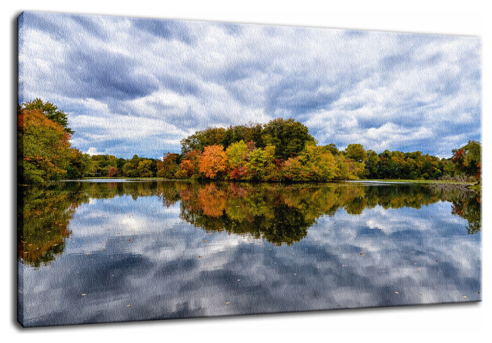 Autumn Reflections Rural / Rustic Landscape Photo Canvas Print, 18" X 24"