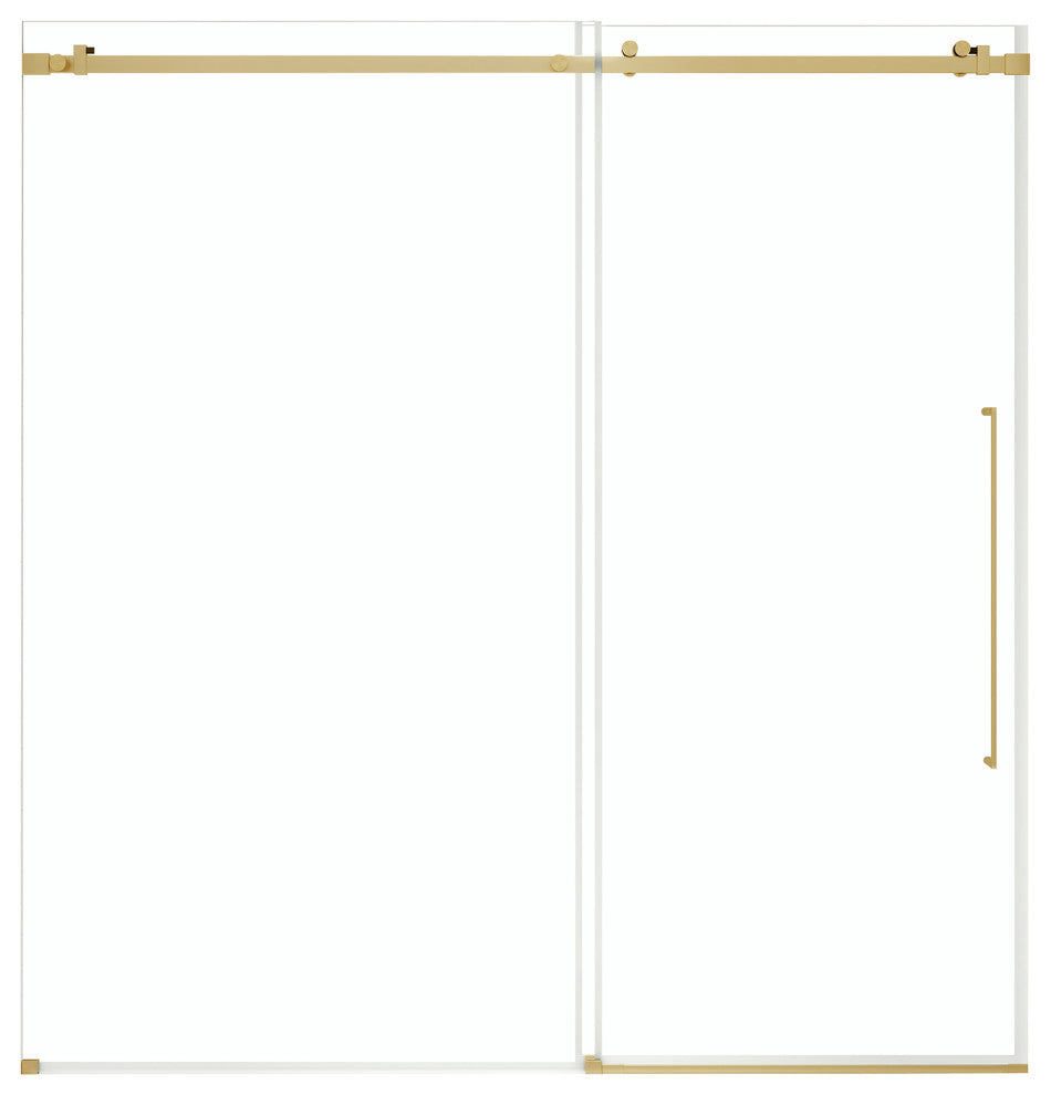 Selby Frameless Sliding Clear Alcove Shower Door, Brushed Gold, 72"