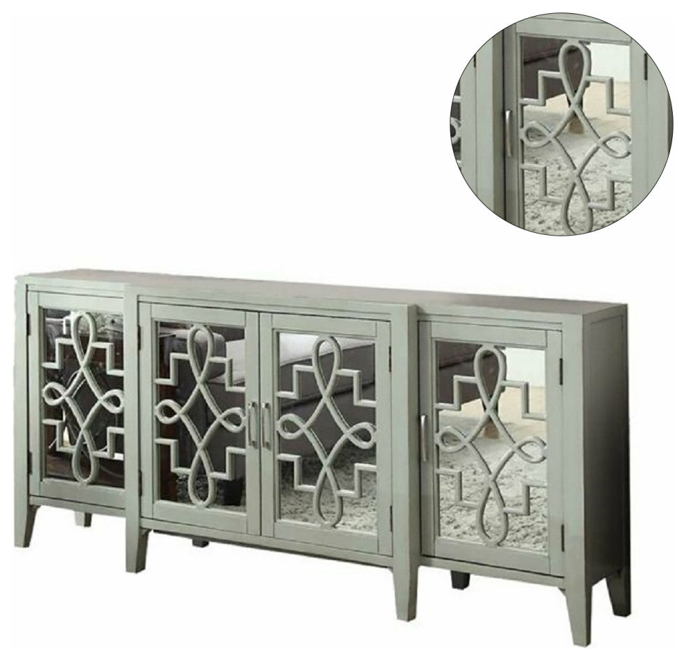 Antique Gray TV Stand with 4 Doors