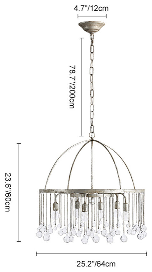 6-Light Vintage Luxe Glass Crystal Chandelier