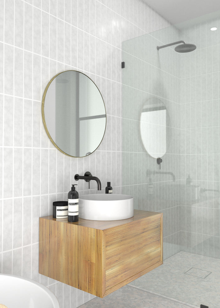 Round 24" Stainless Steel Framed Mirror, Satin Brass