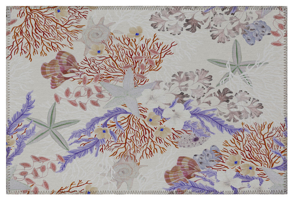 Indoor/Outdoor Seabreeze SZ1 Ivory Machine Washable 1'8" x 2'6" Rug