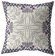 18" Gray Floral Frame Suede Throw Pillow
