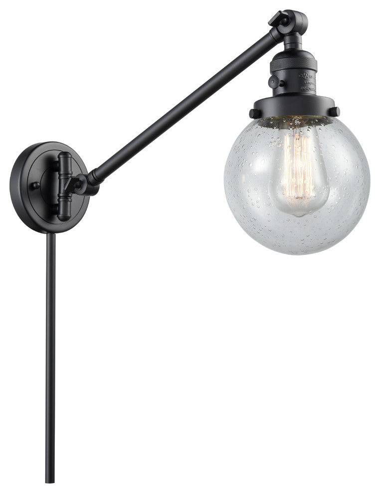 Beacon 1-Light Swing Arm Light, Matte Black, Glass: Seedy