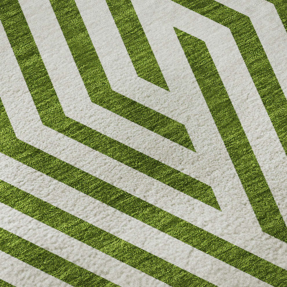 Premium Machine Washable Mayfield AMF550 Olive 8' x 8' Round Rug