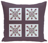 Four Square Geometric Print Pillow, Mulberry, 18"x18"