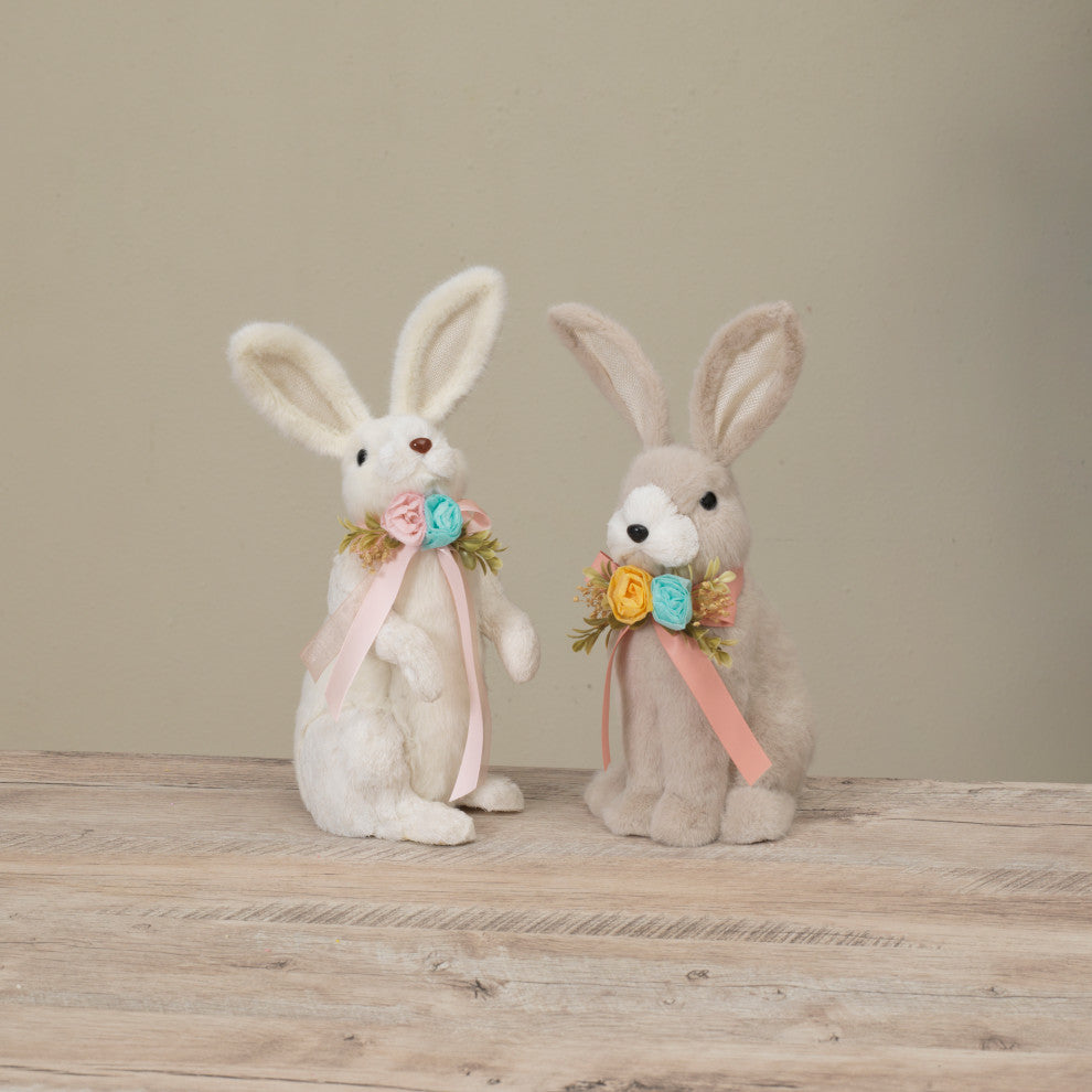 Set of 2, 12.25" Handcrafted Bunnies