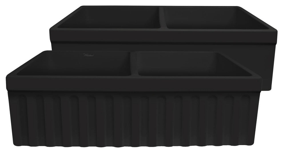 Whitehaus WHQDB332 Quatro Alcove 33" Farmhouse Double Basin - Matte Black