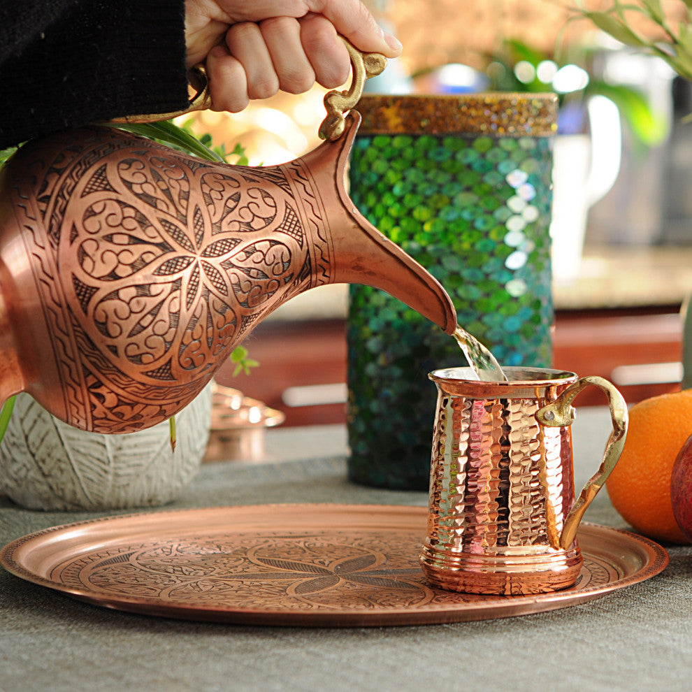 BeldiNest 14" Hand Chiseled Copper Tray