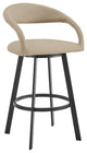 Ramona 26 Swivel Counter Stool with Matte Black Iron and Beige Faux Leather