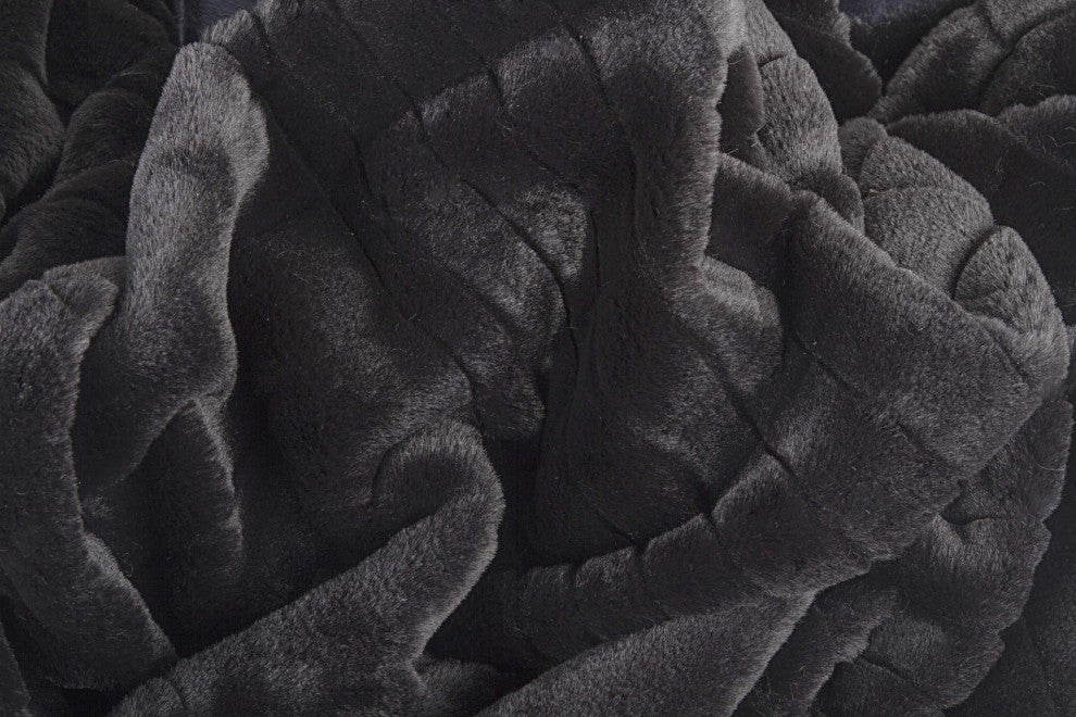 HomeRoots 50" x 60" Nixon Black Fur Throw