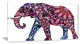 "Purple Cheerful Elephant" Animal Digital Canvas Print, 40"x20"