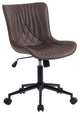 Younike Armless Upholstered Faux Leather Rolling Office Chair, Brown