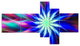 Dance of Bright Spiral Blue Flower, Floral Canvas Art Print, 60"x32", 5 panels
