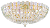 Floral Park 6 Light Flush Mount, Clear Glass, Aged Brass
