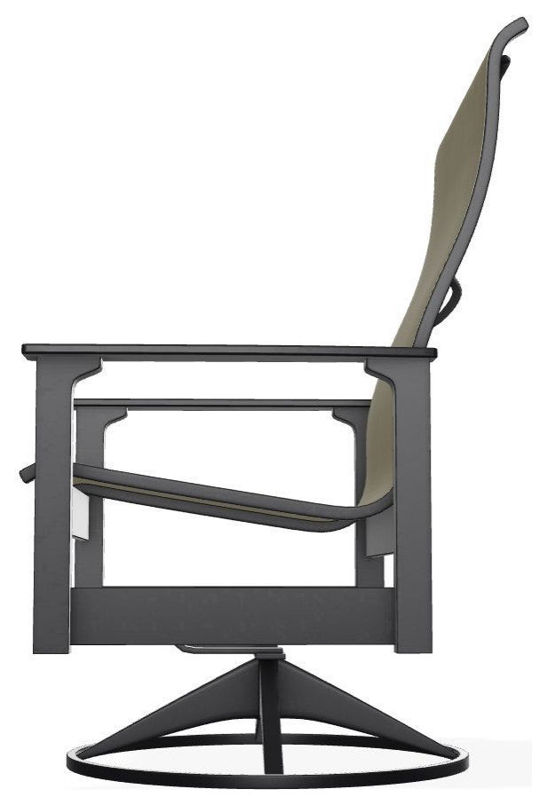 Leeward Sling Outdoor Swivel Rocker, Elevation Stone/Black