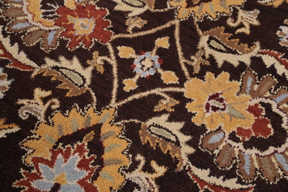 Transitional Oushak Hand Tufted Oriental Floral Area Rug, Brown, 4x6'