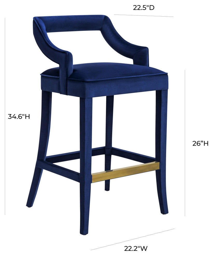 TOV Furniture Tiffany Navy Velvet Counter Stool
