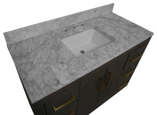 Peyton Bathroom Vanity, Dark Oak, 48", Top: Carrara Marble, Single