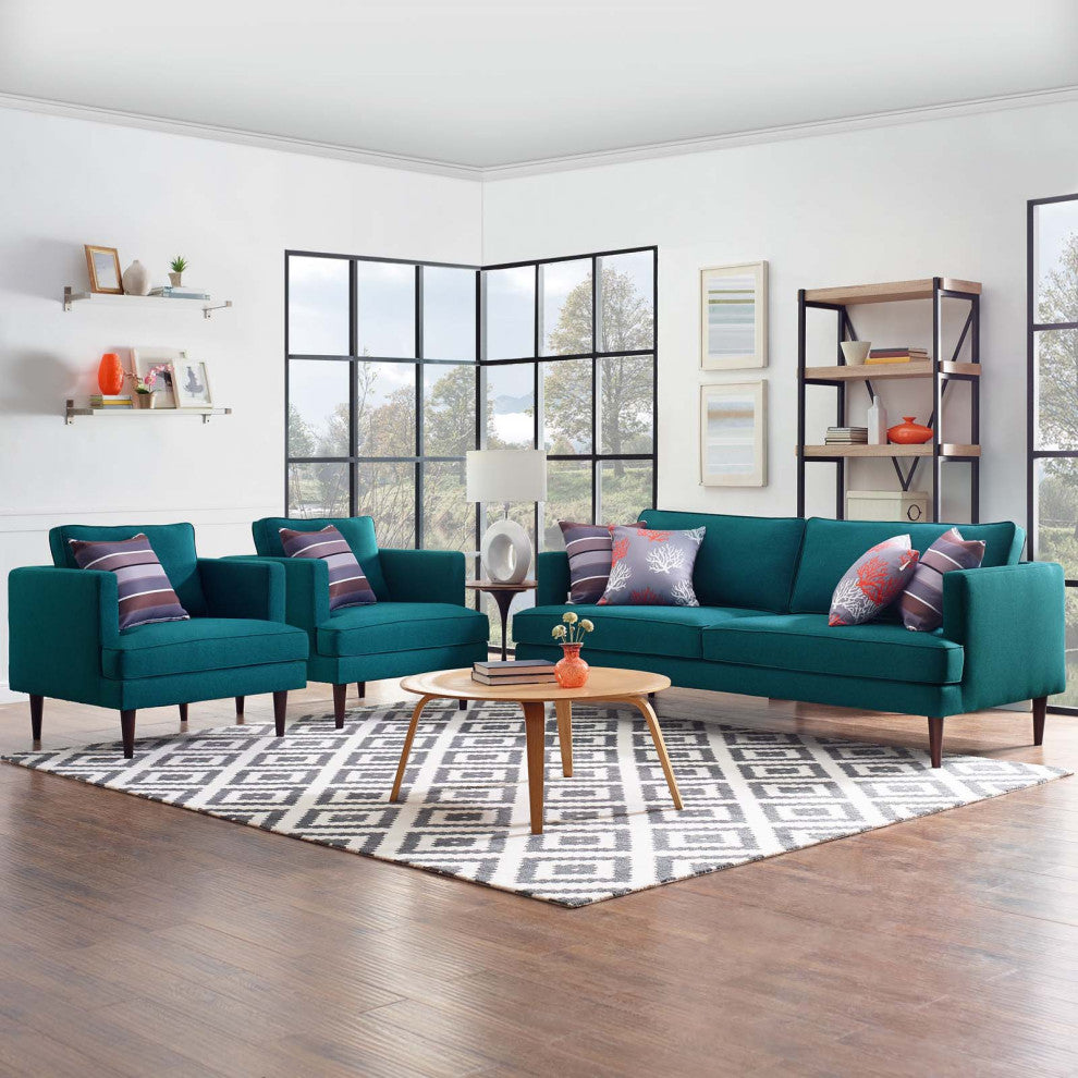 Armchair and Sofa Set, Fabric, Teal Blue, Modern, Living Lounge Hospitality