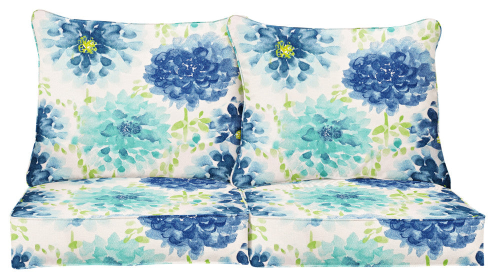 Sorra Home Gardenia Seaglass Loveseat Pillow and Cushion Set 25x23x5"