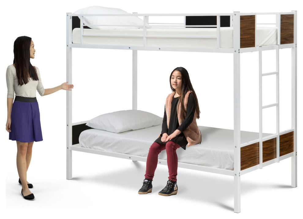 Lynfield Twin Bunk Bed In Powder Coating White Color