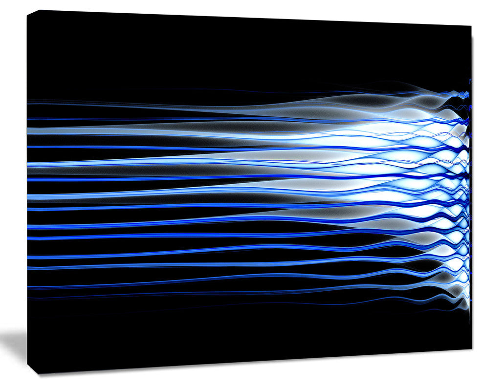 Dark Blue Fractal Waves, Abstract Art on Canvas, 20x12