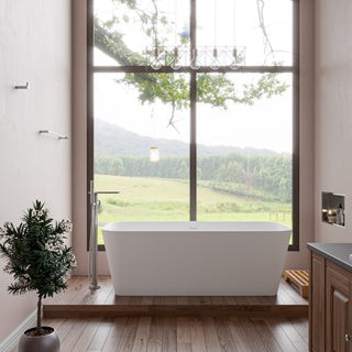 ALFI brand AB9952 67" White Rectangular Solid Surface Smooth Resin Bathtub