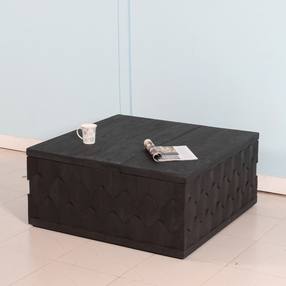 Onyx Storage Cocktail Table in Dark Gray on Mango Solid Wood