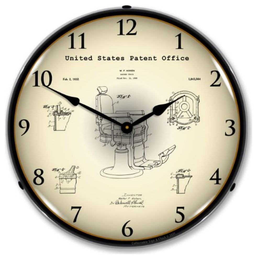 2103234 Koken Barber's Chair 1929 Patent Clock