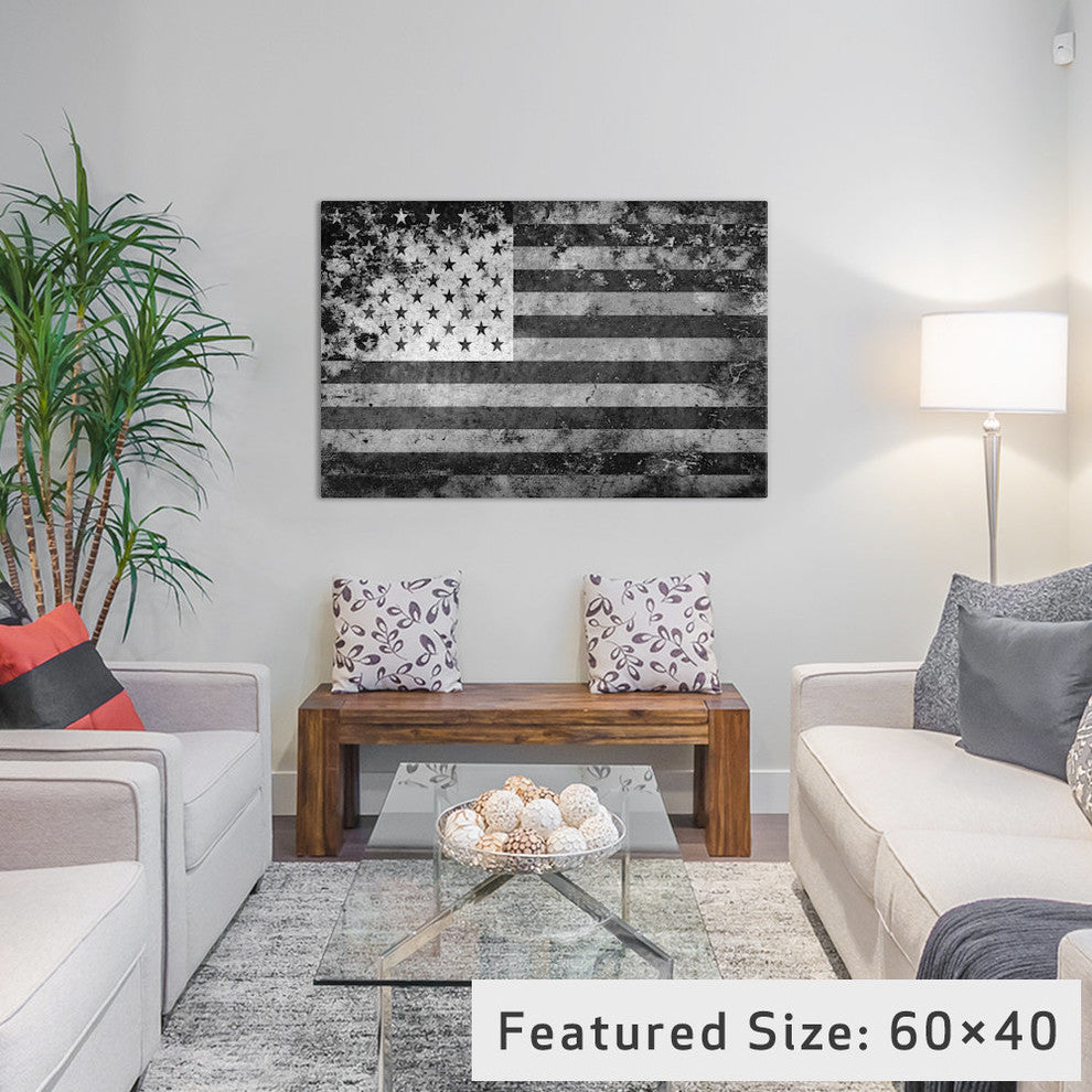 "USA "Melting Film" Flag in Black & White" by iCanvas, Canvas Print, 18x12"