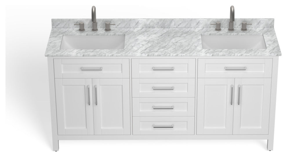 The Oswald Bathroom Vanity, White, 72", Double Sink, Freestanding