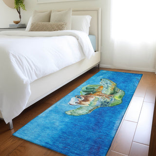 Addison Premium Washable Mayfield AMF148 Blue 2'3" x 7'6" Runner Rug