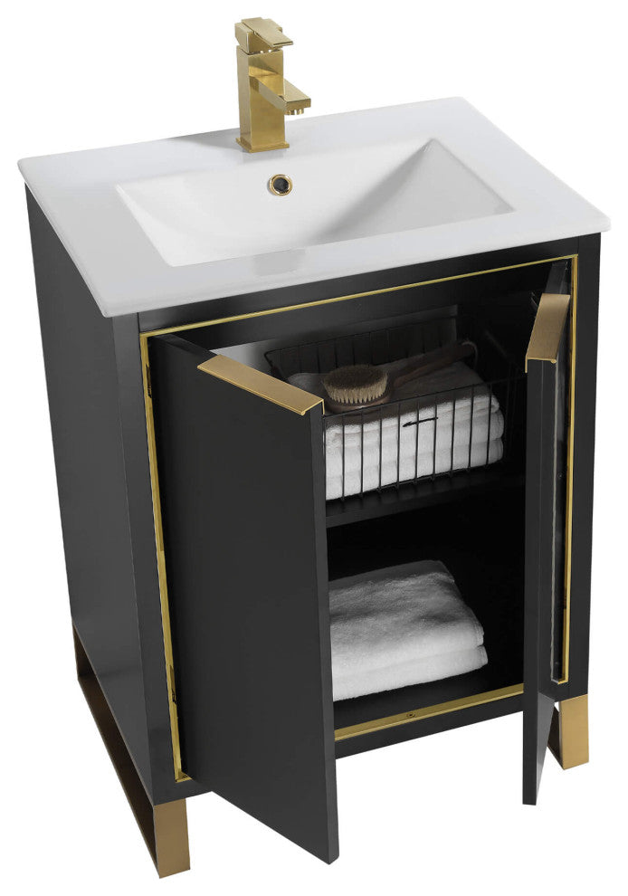 Fine Fixtures Opulence Collection Bathroom Vanity with White Ceramic Sink