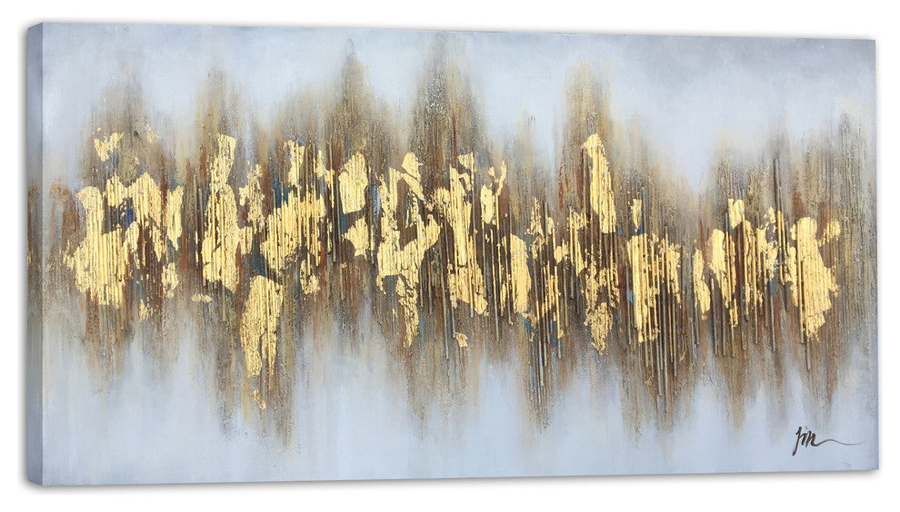 "Beaming Gold Flakes" Hand Painted Canvas Art