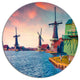 Zaandam Mills On Water Channel, Landscape Art Disc Metal Wall Art, 23"