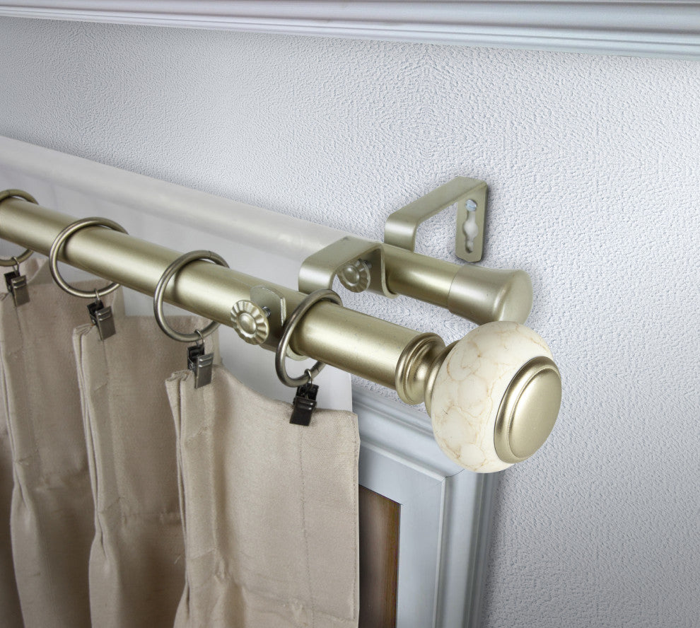 Hadley 1" Diameter Double Curtain Rod, Gold, 120-170"